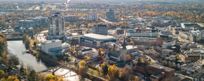 Aerial photo of Guelph in Fall